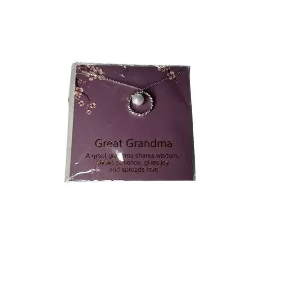 Sterling Silver Twisted Eternity Ring with Pearl & Great Grandma Necklace - Picture 2 of 3